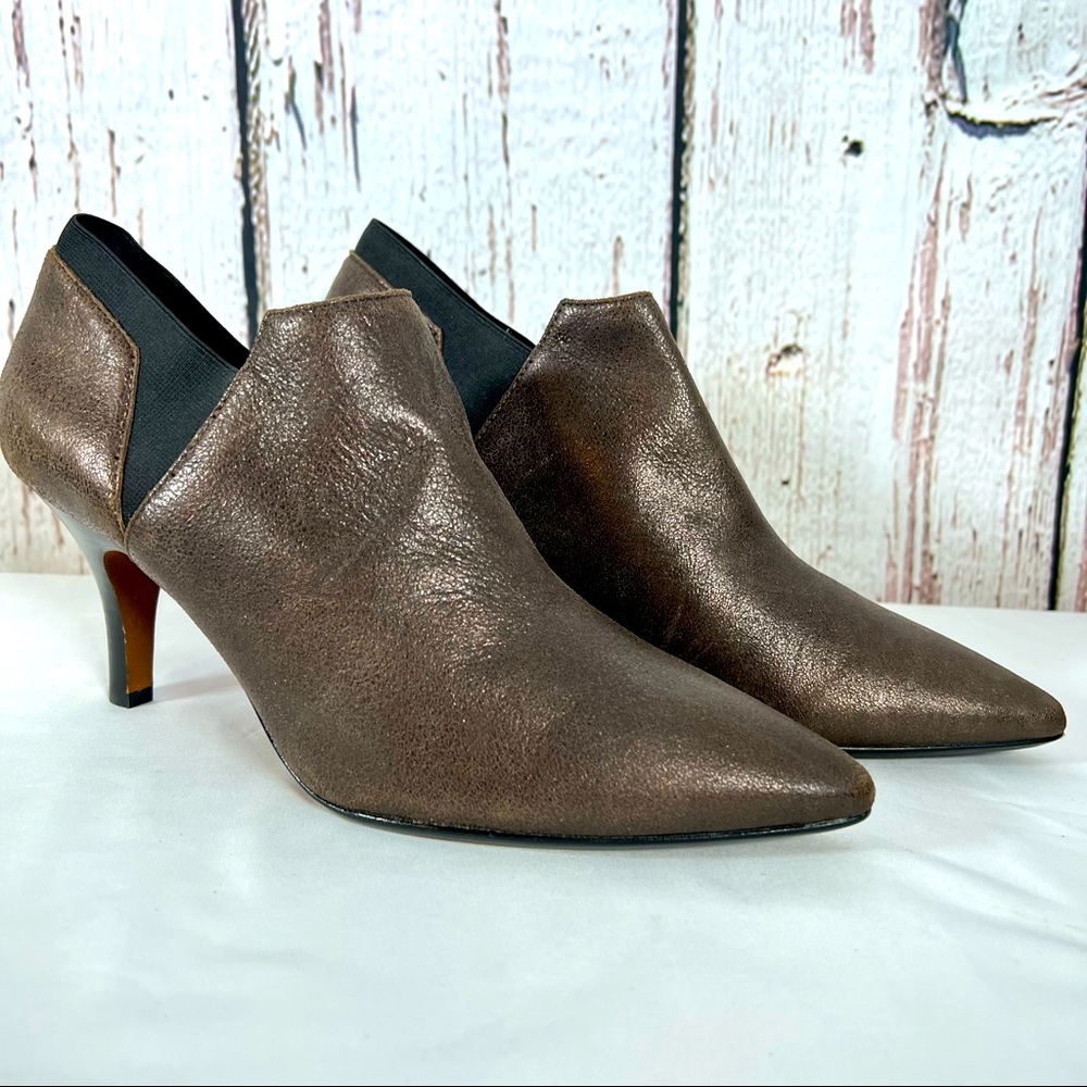 NEW NWOT Donald J. Pliner Metallic Leather Ankle Booties Boots Size 9.5